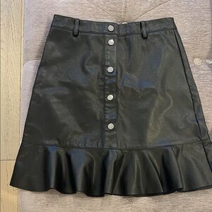 Molly Bracken Black A-Line Leather Skirt